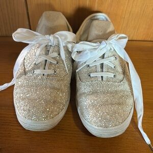 Keds x Kate Spade New York Champion White Glitter Ribbon Canvas Kicks Sneakers 7